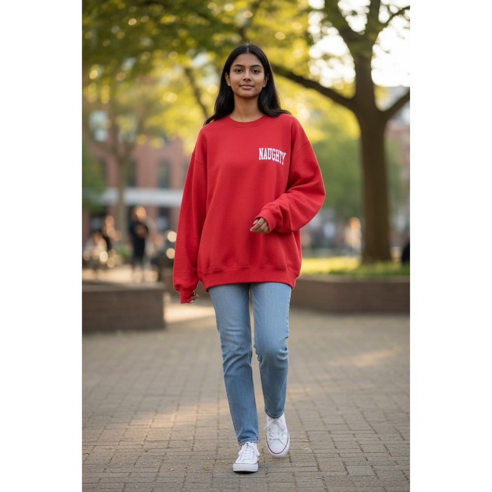 Show Me Your Mumu Naughty Red Graphic Sweatshirt XS Oversized Holiday Pullover